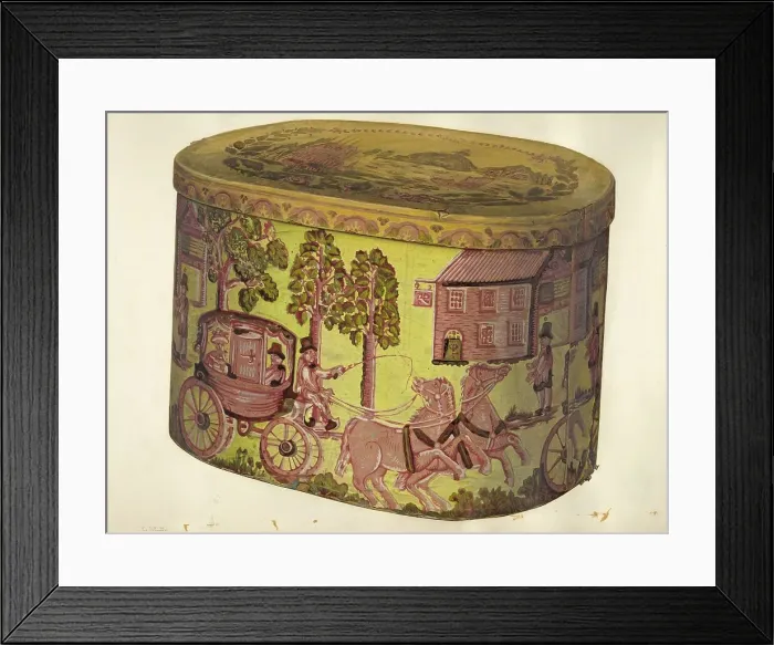 Framed Print : Bandbox Design - Stagecoach, c. 1941. Creator: Eleanor Ruelos Framed Print : Bandbox Design - Stagecoach, c. 1941. Creator: Eleanor Ruelos