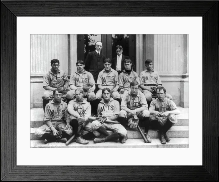 Framed Print : Tech Cadet Company- baseball team, between 1890 and 1950. Creator: Frances Benjamin Johnston Framed Print : Tech Cadet Company- baseball team, between 1890 and 1950. Creator: Frances Benjamin Johnston