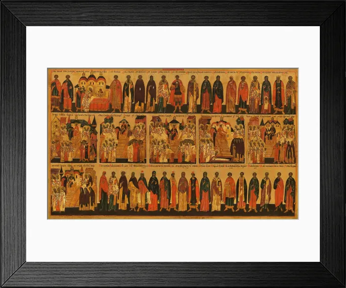 Framed Print : Menology of the month of July, between 1750 and 1800. Creator: Novgorod school Framed Print : Menology of the month of July, between 1750 and 1800. Creator: Novgorod school