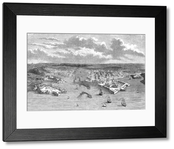 Framed Print : View of the Island and Fortifications of Malta, 1854. Creator: Unknown Framed Print : View of the Island and Fortifications of Malta, 1854. Creator: Unknown