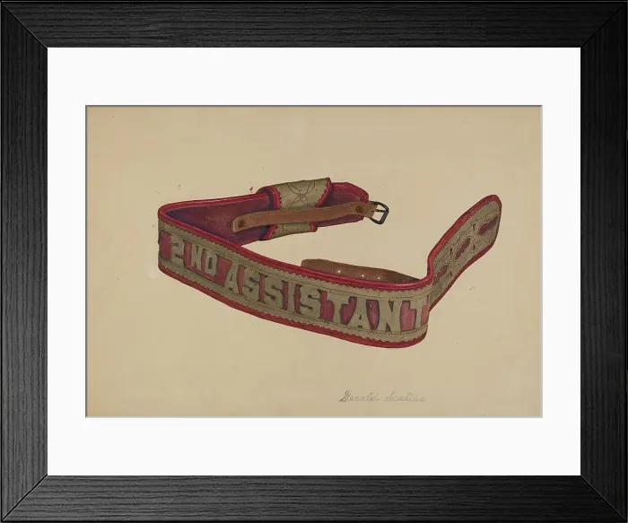 Framed Print : Fireman's Belt, c. 1940. Creator: Gerald Scalise Framed Print : Fireman's Belt, c. 1940. Creator: Gerald Scalise