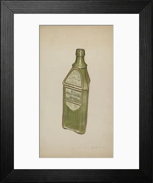 Framed Print : Whiskey Bottle, c. 1941. Creator: Gerald Scalise Framed Print : Whiskey Bottle, c. 1941. Creator: Gerald Scalise