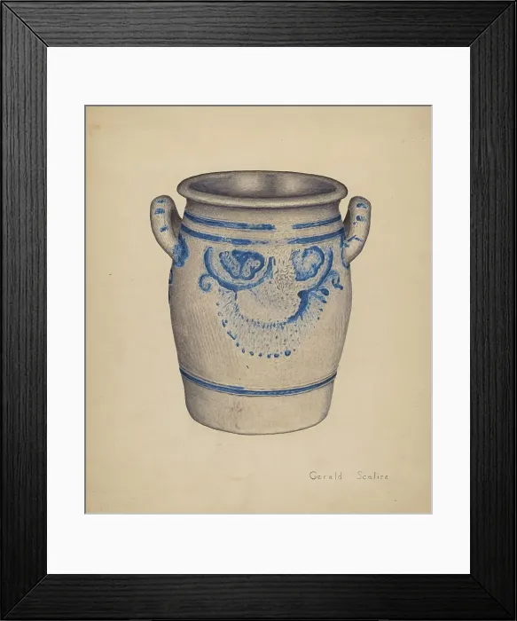 Framed Print : Gray Pottery Jar, c. 1940. Creator: Gerald Scalise