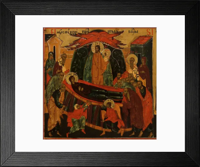 Framed Print : Menology of the month of August, between 1750 and 1800. Creator: Novgorod school Framed Print : Menology of the month of August, between 1750 and 1800. Creator: Novgorod school