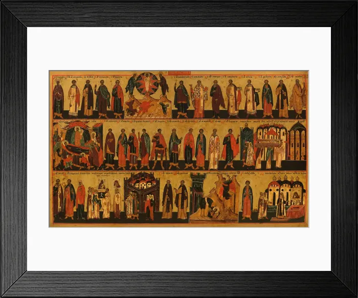 Framed Print : Menology of the month of August, between 1750 and 1800. Creator: Novgorod school Framed Print : Menology of the month of August, between 1750 and 1800. Creator: Novgorod school