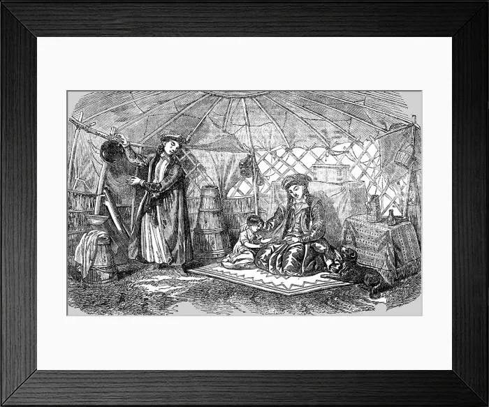 Framed Print : Interior of a Kalmuck Tent with Kalmuck Women, 1854. Creator: Unknown Framed Print : Interior of a Kalmuck Tent with Kalmuck Women, 1854. Creator: Unknown