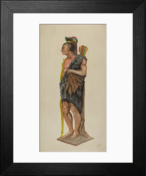 Framed Print : Cigar Store Indian, c. 1939. Creator: Charles R. Shane Framed Print : Cigar Store Indian, c. 1939. Creator: Charles R. Shane