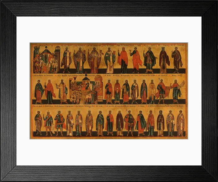 Framed Print : Menology of the month of October, between 1750 and 1800. Creator: Novgorod school Framed Print : Menology of the month of October, between 1750 and 1800. Creator: Novgorod school