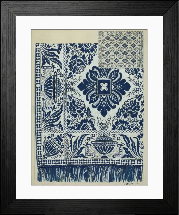 Framed Print : Handwoven Coverlet, 1936. Creator: Hazel Sheckler Framed Print : Handwoven Coverlet, 1936. Creator: Hazel Sheckler