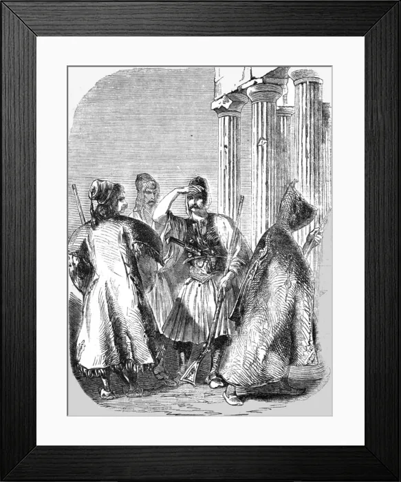 Framed Print : Greek Soldiers on Guard, 1854. Creator: Unknown Framed Print : Greek Soldiers on Guard, 1854. Creator: Unknown