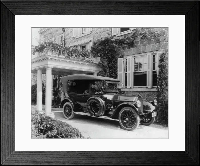 Framed Print : Automobile owned by Mrs. Charles W. Richardson in driveway with driver at the...Washington DC, c1919 Creator: Frances Benjamin Johnston Framed Print : Automobile owned by Mrs. Charles W. Richardson in driveway with driver at the...Washington DC, c1919 Creator: Frances Benjamin Johnston