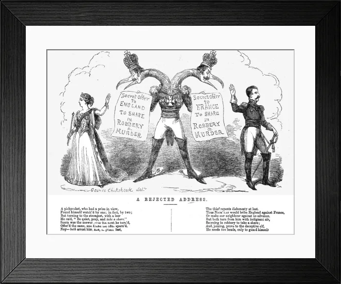 Framed Print : A Rejected Address, 1854 Creator: George Cruikshank Framed Print : A Rejected Address, 1854 Creator: George Cruikshank
