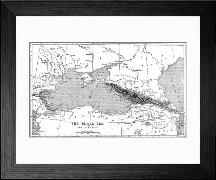 Framed Print : The Black Sea and the Caucasus; Map, 1854. Creator: Unknown Framed Print : The Black Sea and the Caucasus; Map, 1854. Creator: Unknown