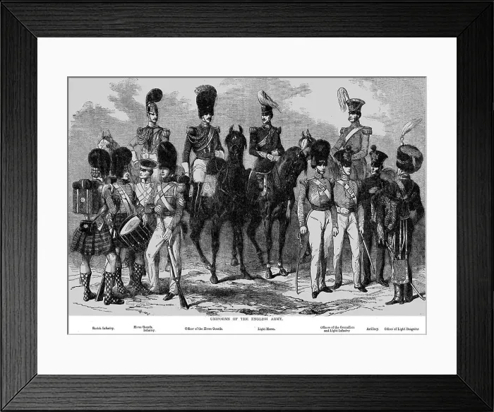 Framed Print : Uniforms of the English Army, 1854. Creator: Unknown Framed Print : Uniforms of the English Army, 1854. Creator: Unknown