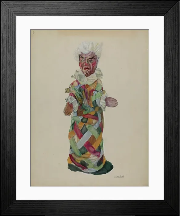 Framed Print : Clown Hand Puppet, 1935 / 1942. Creator: Lillian Stahl Framed Print : Clown Hand Puppet, 1935 / 1942. Creator: Lillian Stahl