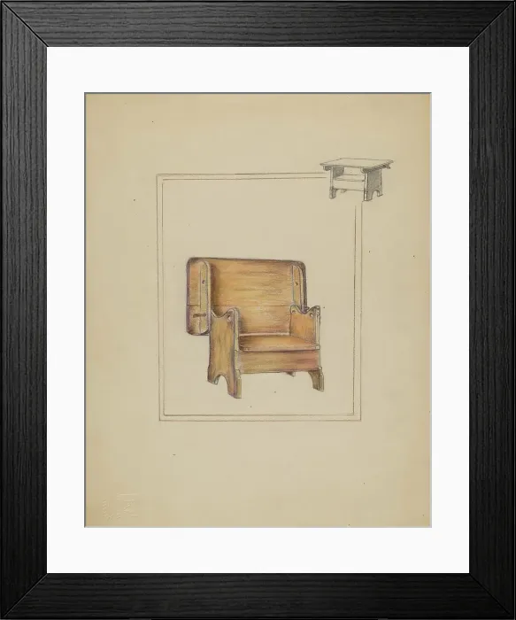 Framed Print : Table (Bench or Chair Combination), 1935 / 1942. Creator: Bertha Stefano Framed Print : Table (Bench or Chair Combination), 1935 / 1942. Creator: Bertha Stefano