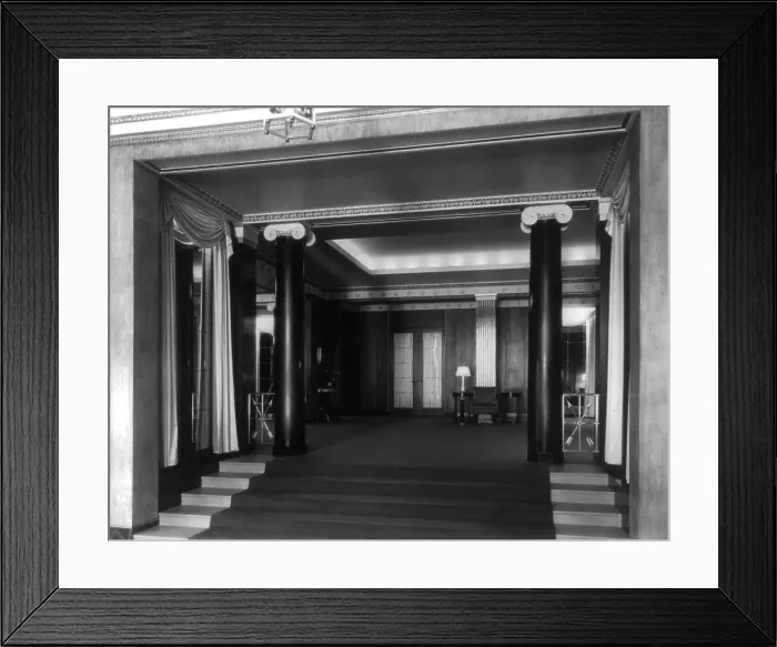 Framed Print : Stoneleigh Courts Apartments, Connecticut Ave. N.W. Washington, DC - general view of lobby, 1920s. Creator: Frances Benjamin Johnston Framed Print : Stoneleigh Courts Apartments, Connecticut Ave. N.W. Washington, DC - general view of lobby, 1920s. Creator: Frances Benjamin Johnston