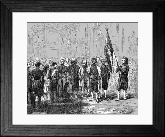Framed Print : Presentation of the Algerian Flag to the Emperor of the French, 1854. Creator: Unknown