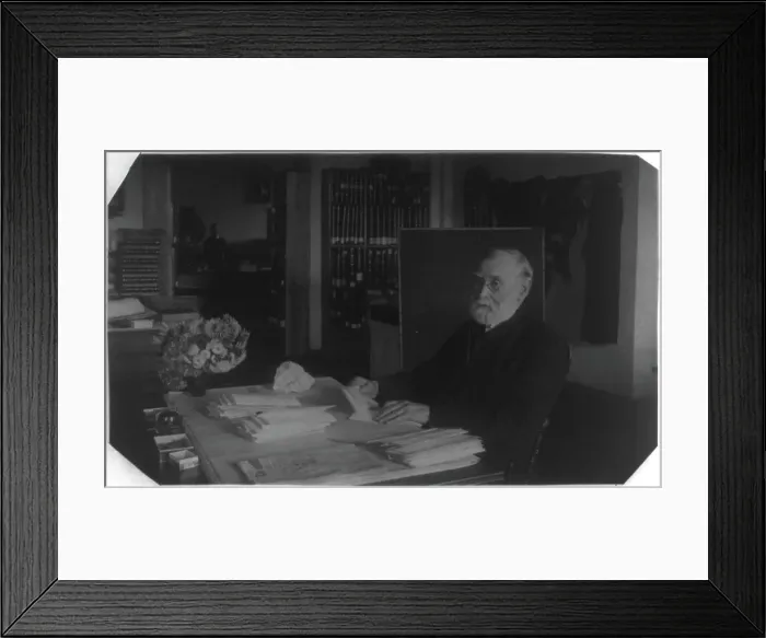 Framed Print : Dr John Scott; Mrs Harrison's father, aged 89, at work in the Pension Office, for APA. Nov 16, 1888 Creator: Frances Benjamin Johnston Framed Print : Dr John Scott; Mrs Harrison's father, aged 89, at work in the Pension Office, for APA. Nov 16, 1888 Creator: Frances Benjamin Johnston