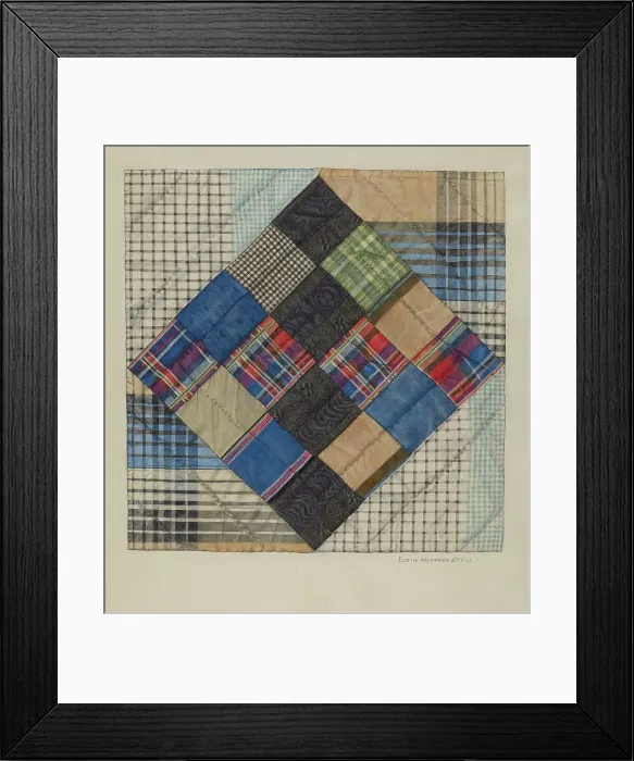 Framed Print : Silk Bed Quilt, c. 1941. Creator: Elgin Moncure Styll Framed Print : Silk Bed Quilt, c. 1941. Creator: Elgin Moncure Styll