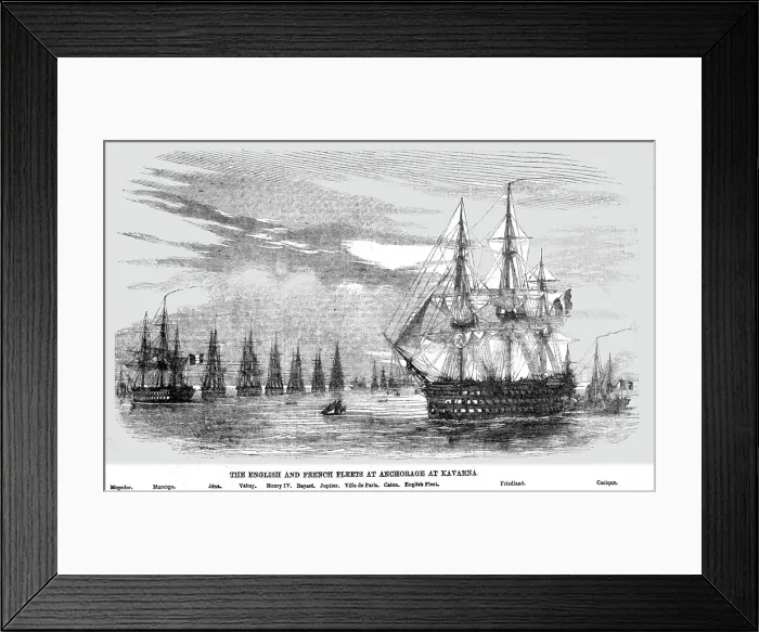Framed Print : The English and French Fleets at anchorage at Kavarna, 1854. Creator: Unknown Framed Print : The English and French Fleets at anchorage at Kavarna, 1854. Creator: Unknown