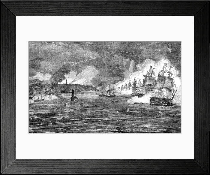 Framed Print : Bombardment of Odessa by the French and English Fleets on April 22, 1854, 1854. Creator: Unknown Framed Print : Bombardment of Odessa by the French and English Fleets on April 22, 1854, 1854. Creator: Unknown