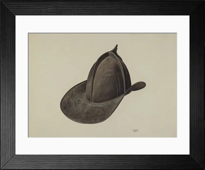 Framed Print : Fireman's Hat, 1938. Creator: Robert Tardiff Framed Print : Fireman's Hat, 1938. Creator: Robert Tardiff