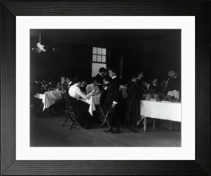 Framed Print : Students having a meal, Western High School, Washington, D.C. (1899?). Creator: Frances Benjamin Johnston Framed Print : Students having a meal, Western High School, Washington, D.C. (1899?). Creator: Frances Benjamin Johnston