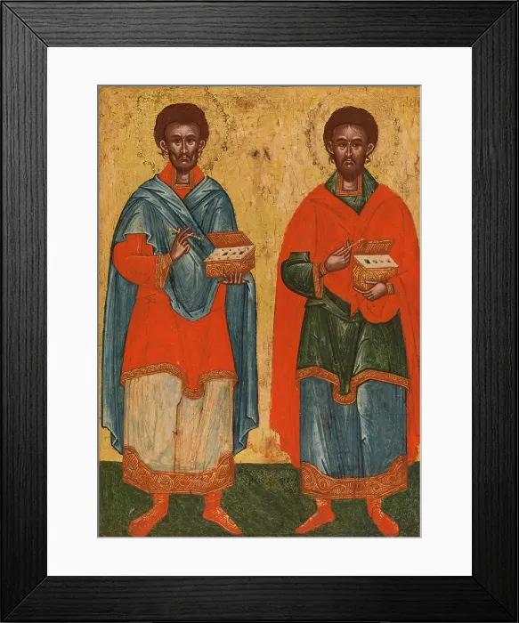 Framed Print : Saint Cosmas and Saint Damian, between 1500 and 1600. Creator: Cretan School Framed Print : Saint Cosmas and Saint Damian, between 1500 and 1600. Creator: Cretan School