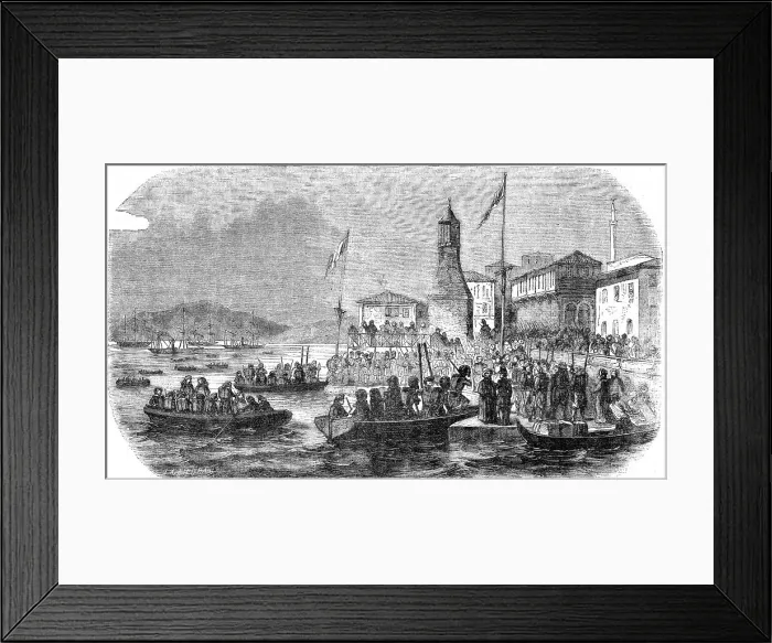 Framed Print : Disembarkment of the Algerians and Highlanders at Gallipoli, 1854. Creator: Unknown Framed Print : Disembarkment of the Algerians and Highlanders at Gallipoli, 1854. Creator: Unknown