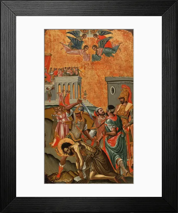 Framed Print : Beheading of Saint John the Baptist and Herod's Feast, between 1600 and 1650. Creator: Greek School Framed Print : Beheading of Saint John the Baptist and Herod's Feast, between 1600 and 1650. Creator: Greek School