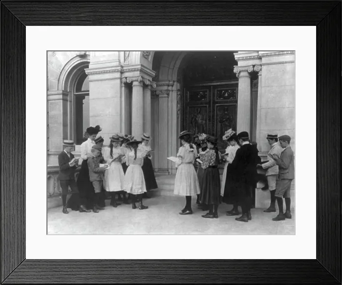 Framed Print : A field trip to the Library of Congress, (1899?). Creator: Frances Benjamin Johnston