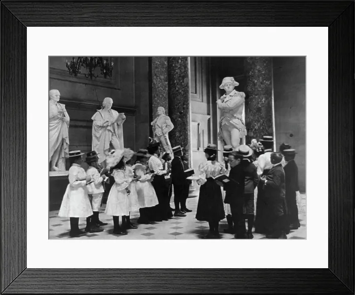 Framed Print : A class of the 6th Division in Statuary Hall, U.S. Capitol, (1899?). Creator: Frances Benjamin Johnston Framed Print : A class of the 6th Division in Statuary Hall, U.S. Capitol, (1899?). Creator: Frances Benjamin Johnston