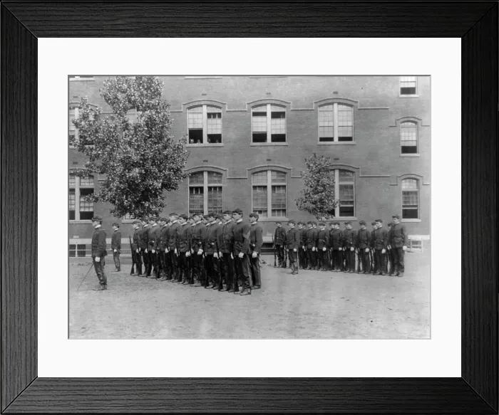 Framed Print : Uniformed cadets, Central High School, (1899?). Creator: Frances Benjamin Johnston Framed Print : Uniformed cadets, Central High School, (1899?). Creator: Frances Benjamin Johnston