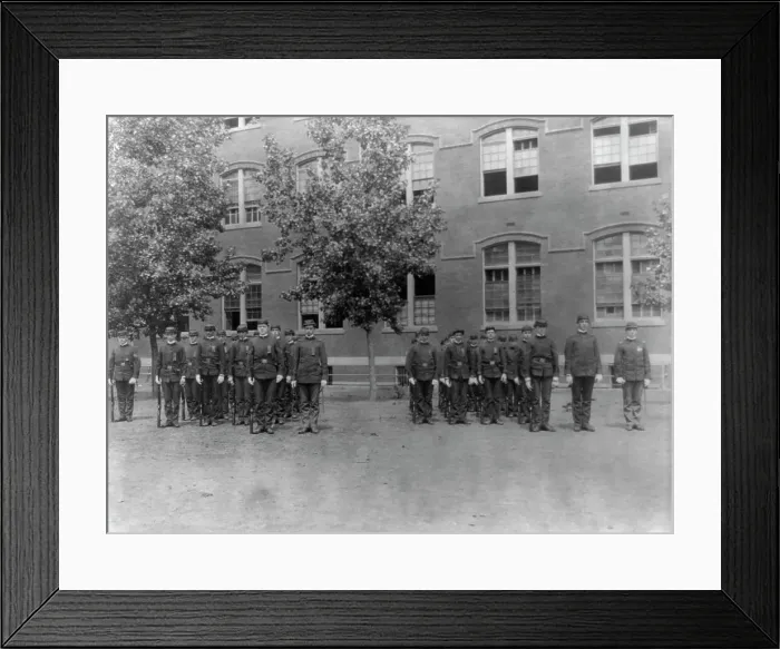 Framed Print : Uniformed cadets, Central High School, (1899?). Creator: Frances Benjamin Johnston Framed Print : Uniformed cadets, Central High School, (1899?). Creator: Frances Benjamin Johnston