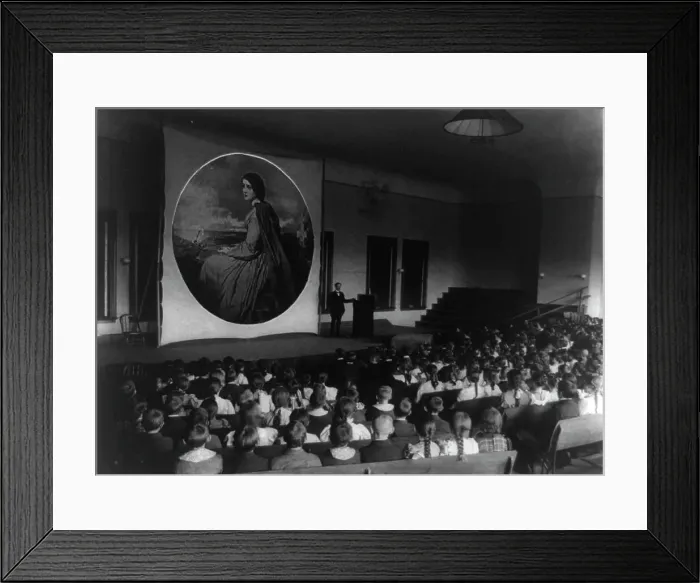 Framed Print : An Assembly in the auditorium for a lecture with slides on art, (1899?). Creator: Frances Benjamin Johnston Framed Print : An Assembly in the auditorium for a lecture with slides on art, (1899?). Creator: Frances Benjamin Johnston