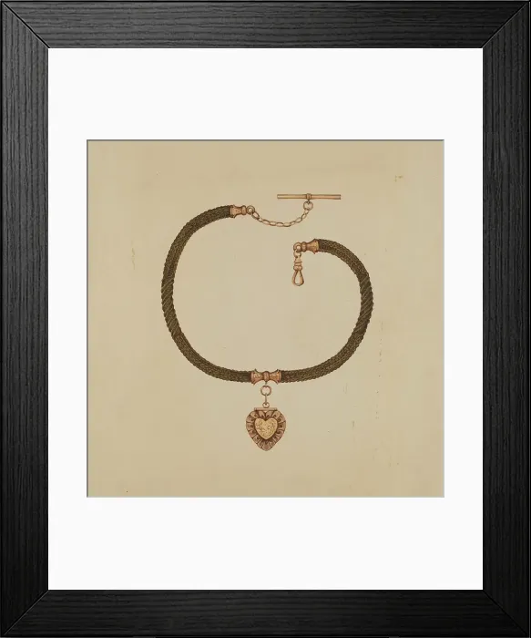 Framed Print : Watch Fob with Human Hair Chain, c. 1936. Creator: Kathryn Uhl Framed Print : Watch Fob with Human Hair Chain, c. 1936. Creator: Kathryn Uhl