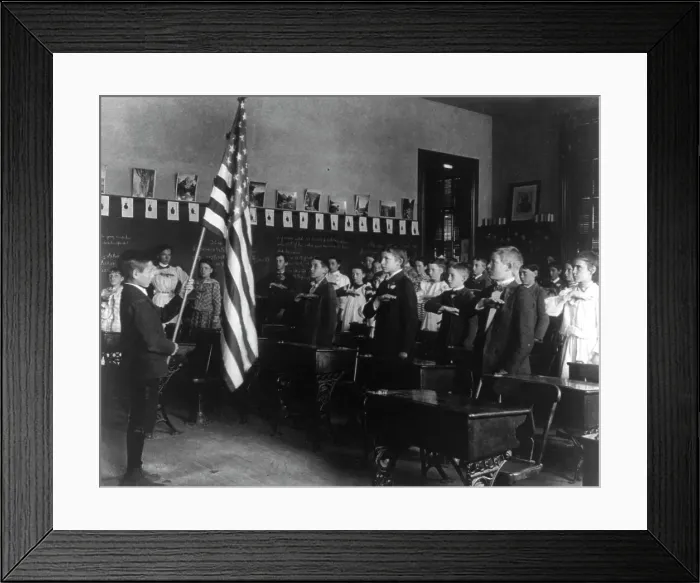 Framed Print : Pledge of allegiance to the flag, 8th Division, (1899?). Creator: Frances Benjamin Johnston Framed Print : Pledge of allegiance to the flag, 8th Division, (1899?). Creator: Frances Benjamin Johnston