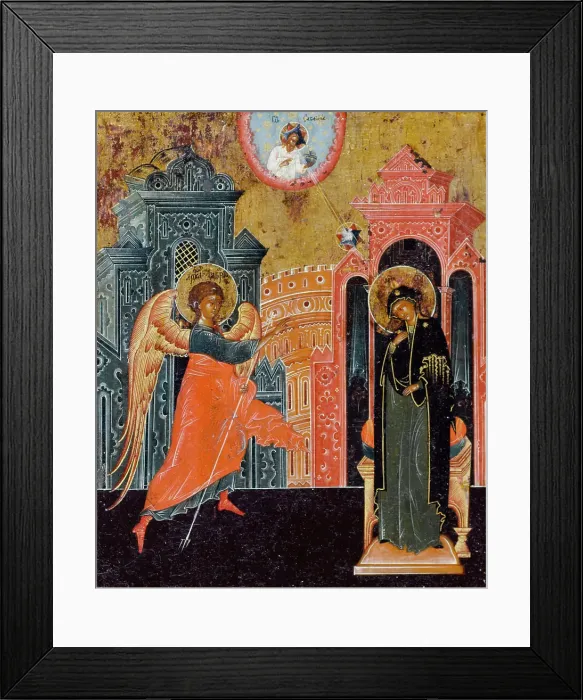 Framed Print : The Annunciation, between 1700 and 1800. Creator: School of Palekh Framed Print : The Annunciation, between 1700 and 1800. Creator: School of Palekh