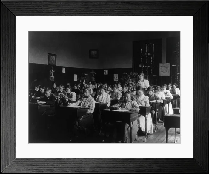Framed Print : Pupils in class, 4th Division, (1899?). Creator: Frances Benjamin Johnston