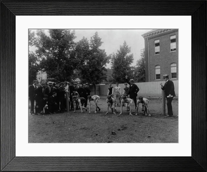 Framed Print : Boys track meet - the start, Central High School, (1899?). Creator: Frances Benjamin Johnston Framed Print : Boys track meet - the start, Central High School, (1899?). Creator: Frances Benjamin Johnston