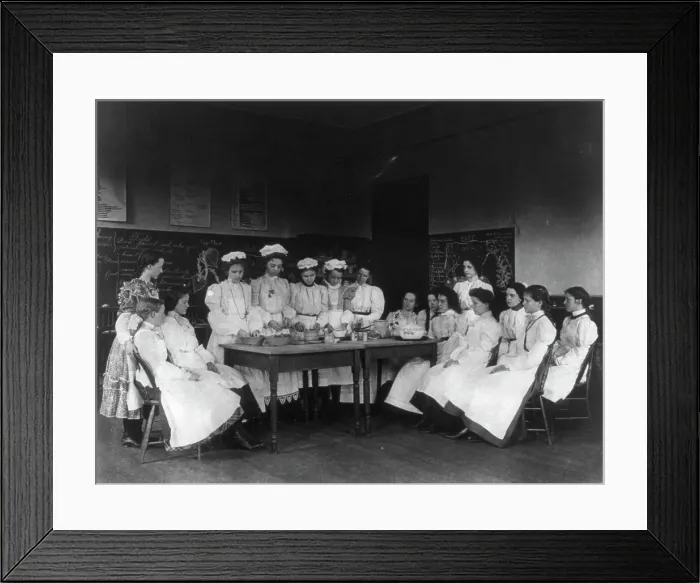 Framed Print : Home economics class, 2nd Division, (1899?). Creator: Frances Benjamin Johnston Framed Print : Home economics class, 2nd Division, (1899?). Creator: Frances Benjamin Johnston