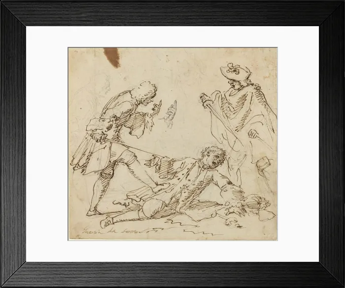 Framed Print : Three Men Fighting, c. 1700. Creator: Unknown Framed Print : Three Men Fighting, c. 1700. Creator: Unknown