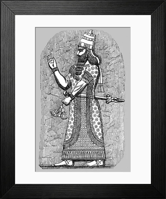 Framed Print : The Assyrian King; at the entrance to the Nineveh Court, Crystal Palace, Sydenham, 1854. Creator: Unknown Framed Print : The Assyrian King; at the entrance to the Nineveh Court, Crystal Palace, Sydenham, 1854. Creator: Unknown
