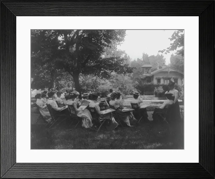 Framed Print : Art class, sketching a private home, Normal School, (1899?). Creator: Frances Benjamin Johnston Framed Print : Art class, sketching a private home, Normal School, (1899?). Creator: Frances Benjamin Johnston