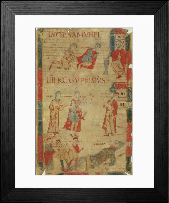 Framed Print : Four Scenes from the First Book of Samuel, late 11th century. Creator: Unknown Framed Print : Four Scenes from the First Book of Samuel, late 11th century. Creator: Unknown