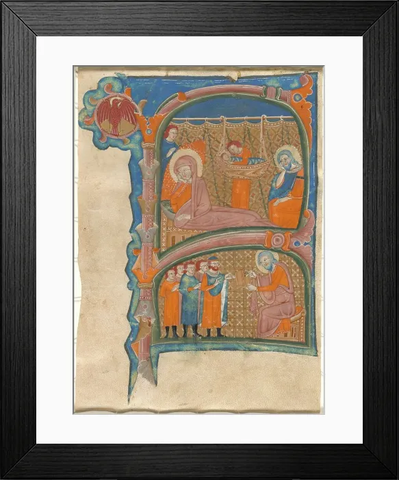 Framed Print : Birth and Naming of John the Baptist, late 13th century. Creator: Unknown Framed Print : Birth and Naming of John the Baptist, late 13th century. Creator: Unknown