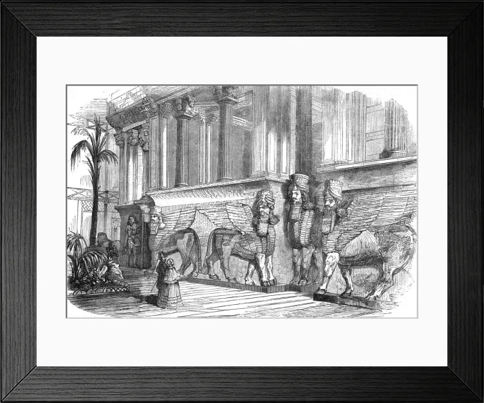 Framed Print : Crystal Palace, Sydenham; Entrance to the Assyrian Court, 1854. Creator: Unknown Framed Print : Crystal Palace, Sydenham; Entrance to the Assyrian Court, 1854. Creator: Unknown
