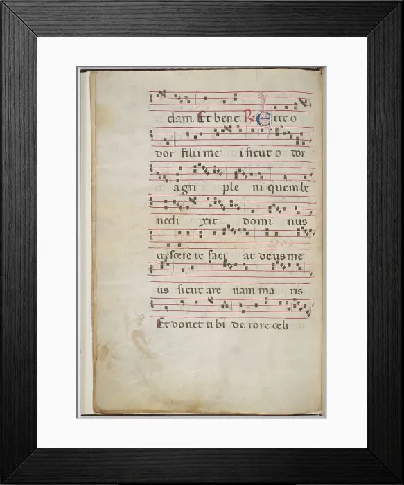 Framed Print : Leaf 8 from an antiphonal fragment (verso), c. 1275. Creator: Unknown Framed Print : Leaf 8 from an antiphonal fragment (verso), c. 1275. Creator: Unknown