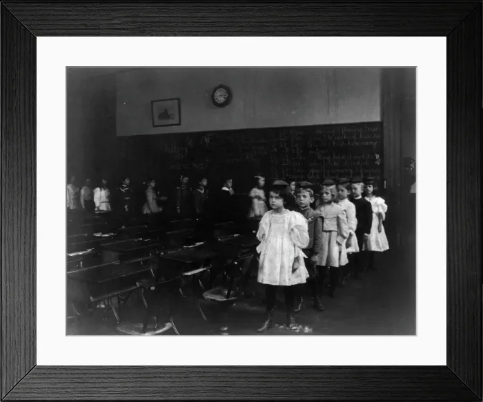 Framed Print : Children marching around the classroom, Washington, D.C. (1899?). Creator: Frances Benjamin Johnston Framed Print : Children marching around the classroom, Washington, D.C. (1899?). Creator: Frances Benjamin Johnston